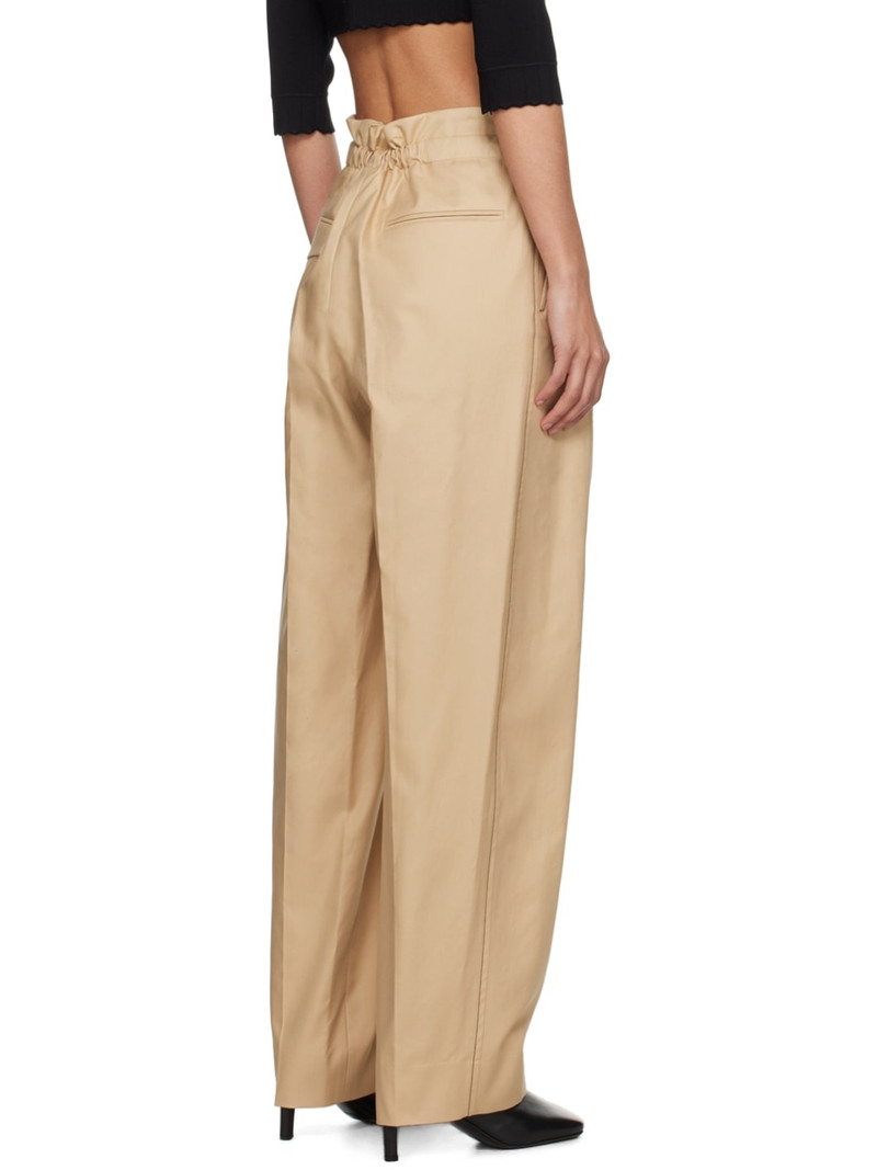Beige Gathered Waist Trousers 3