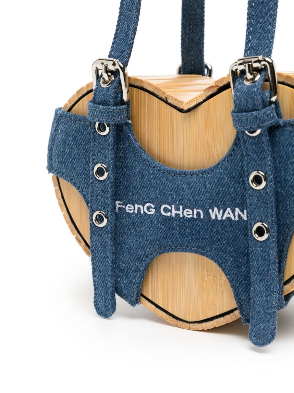 logo-embroidered heart bamboo bag - 4
