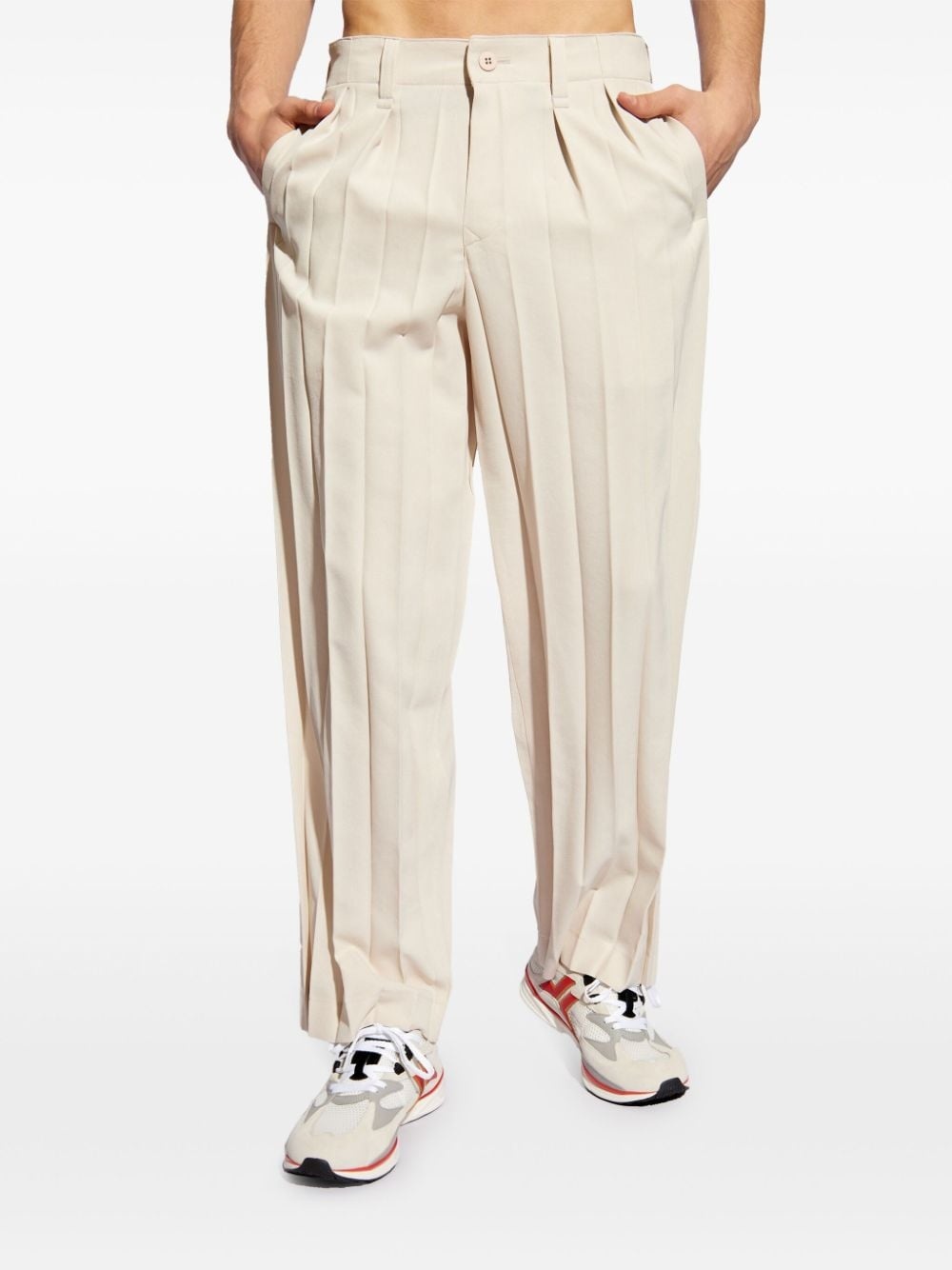 straight-leg pleated trousers - 3