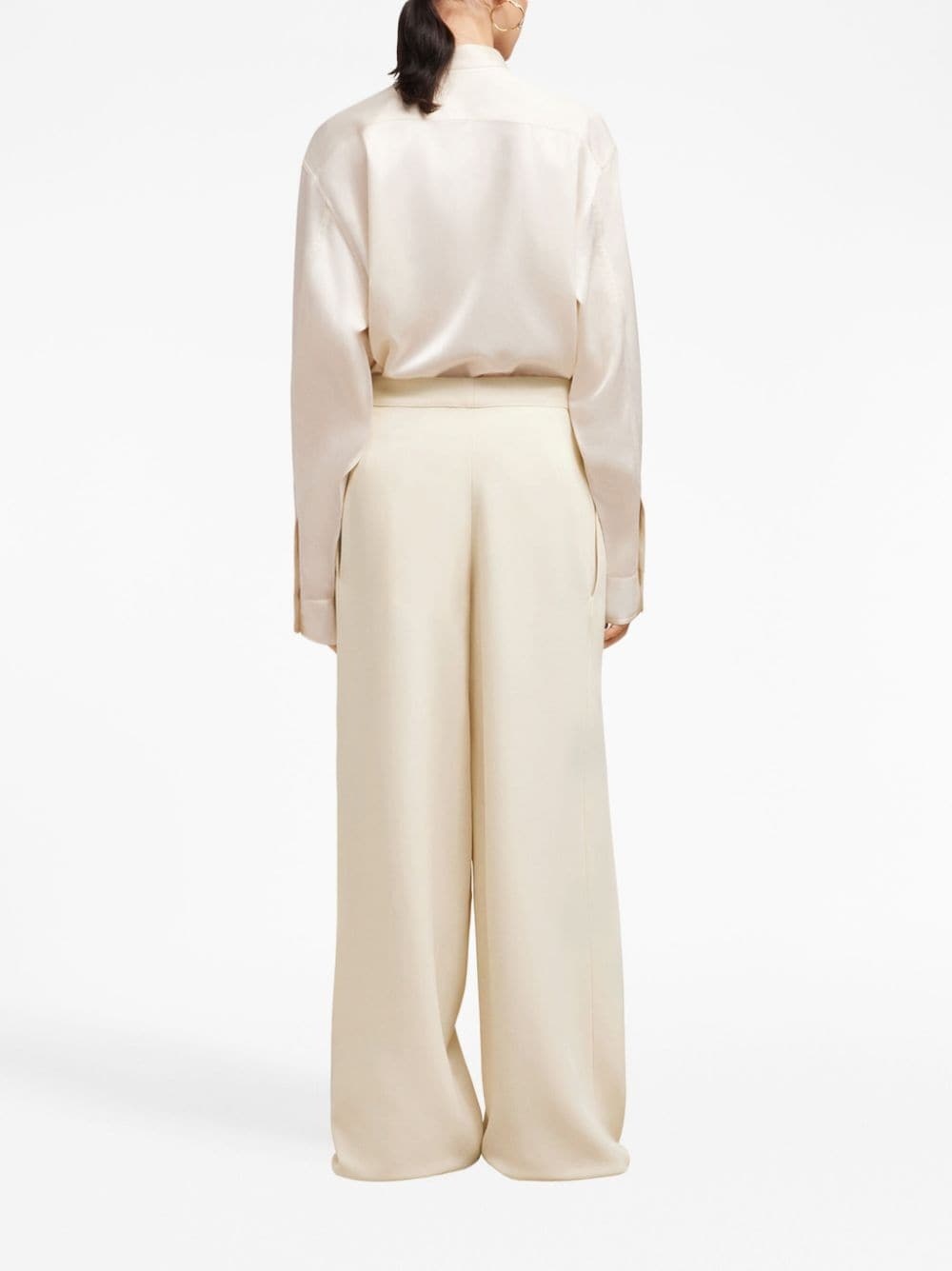 layered wide-leg belted trousers - 4