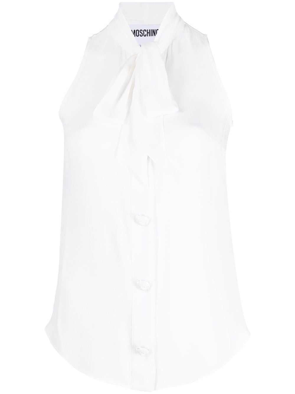 pussbow-collar sleeveless blouse - 1