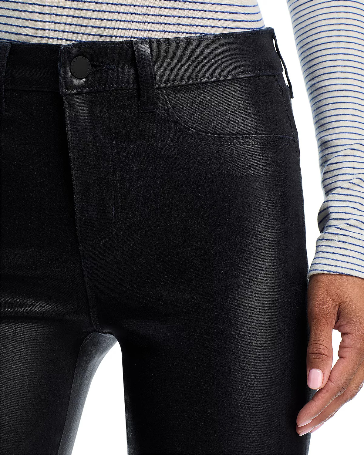 Kendra High Rise Crop Flare Jeans in Metro Coated - 5