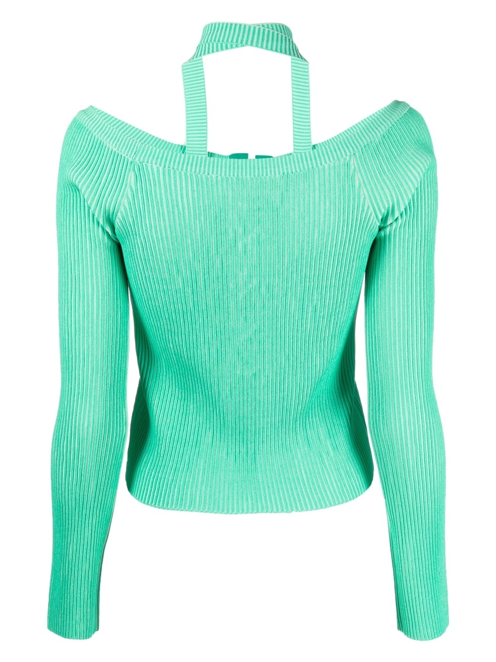 ribbed lace-up fastening cardigan - 2