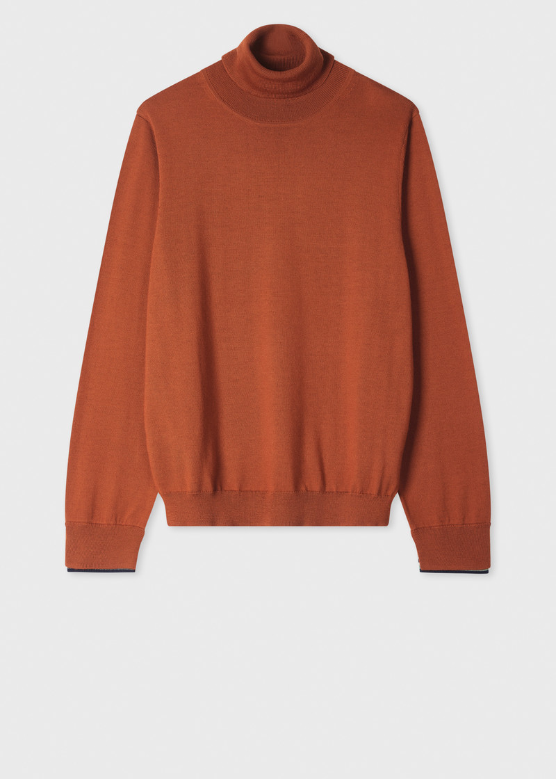 Women's Orange Merino Wool Roll Neck Sweater 1