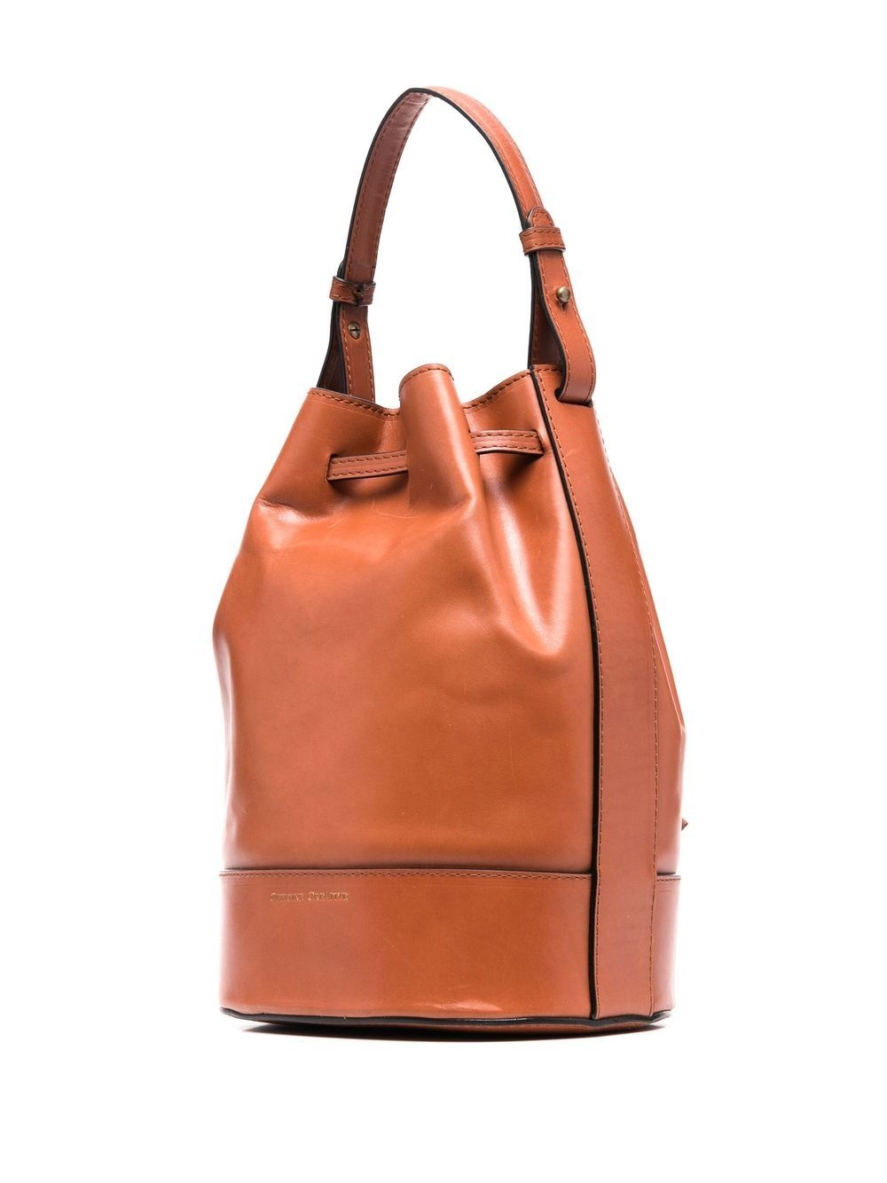 Saddle leather drawstring bucket bag - 2