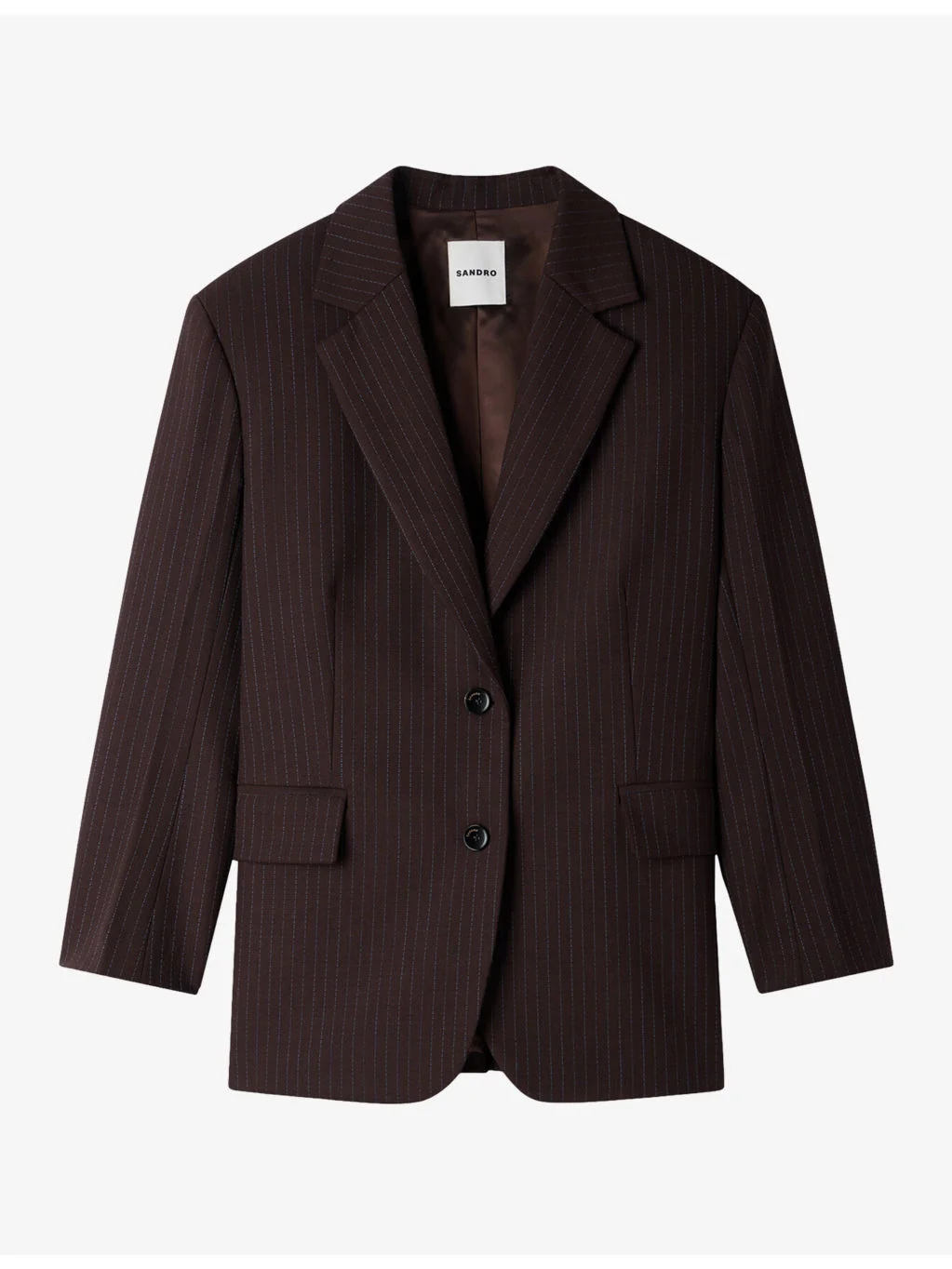 Pinstriped Single-Breasted Woven Blazer - 1