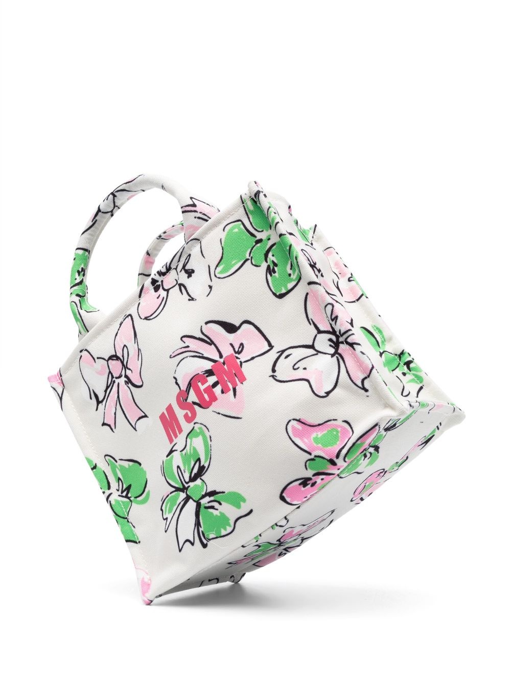 bow-print cotton tote bag - 4