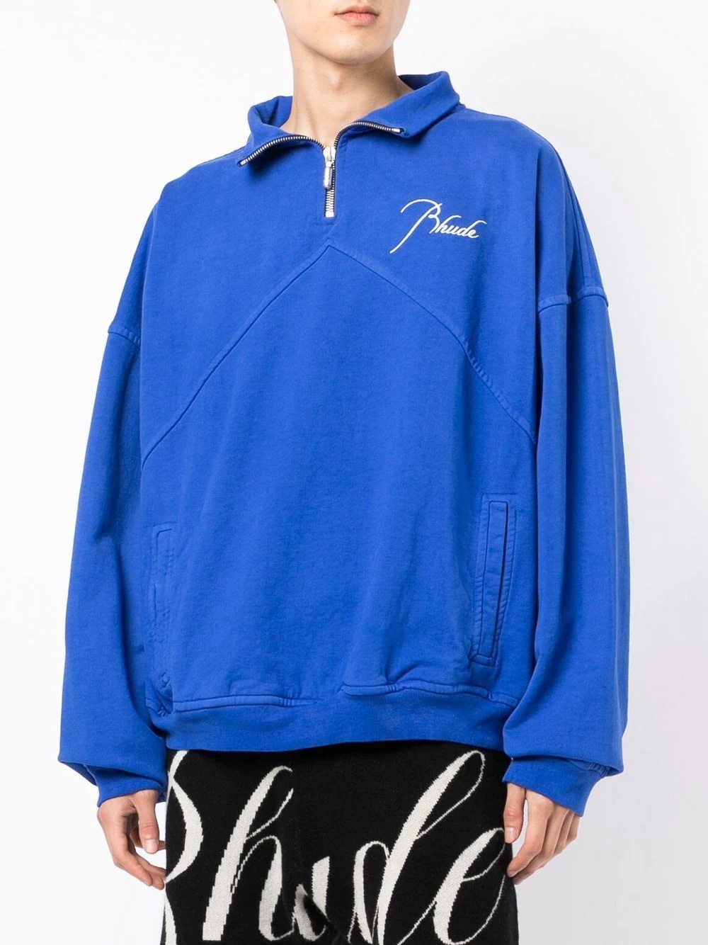 embroidered-logo half-zip sweatshirt - 3