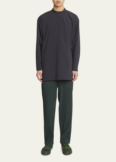 ISSEY MIYAKE Men's Packable Half-Zip Shirt with Band Collar outlook