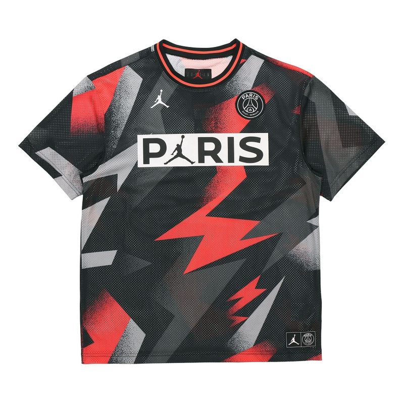 Air Jordan Paris Saint-Germain Mesh Soccer/Football Sports Training Short Sleeve Black BV2027-010 - 1