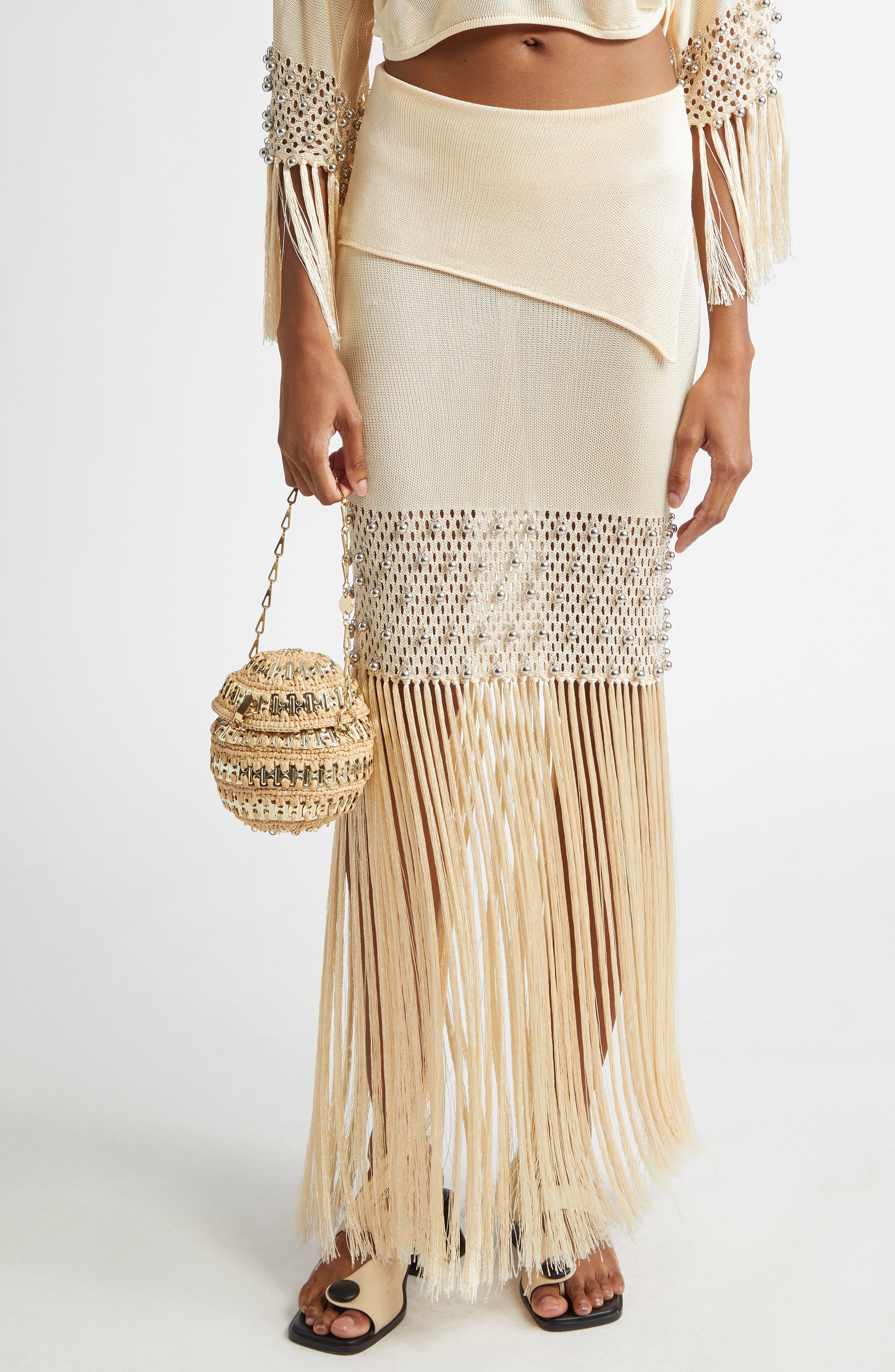 Rabanne 1969 Ball Raffia Shoulder Bag in Natural /Light Gold at Nordstrom - 2