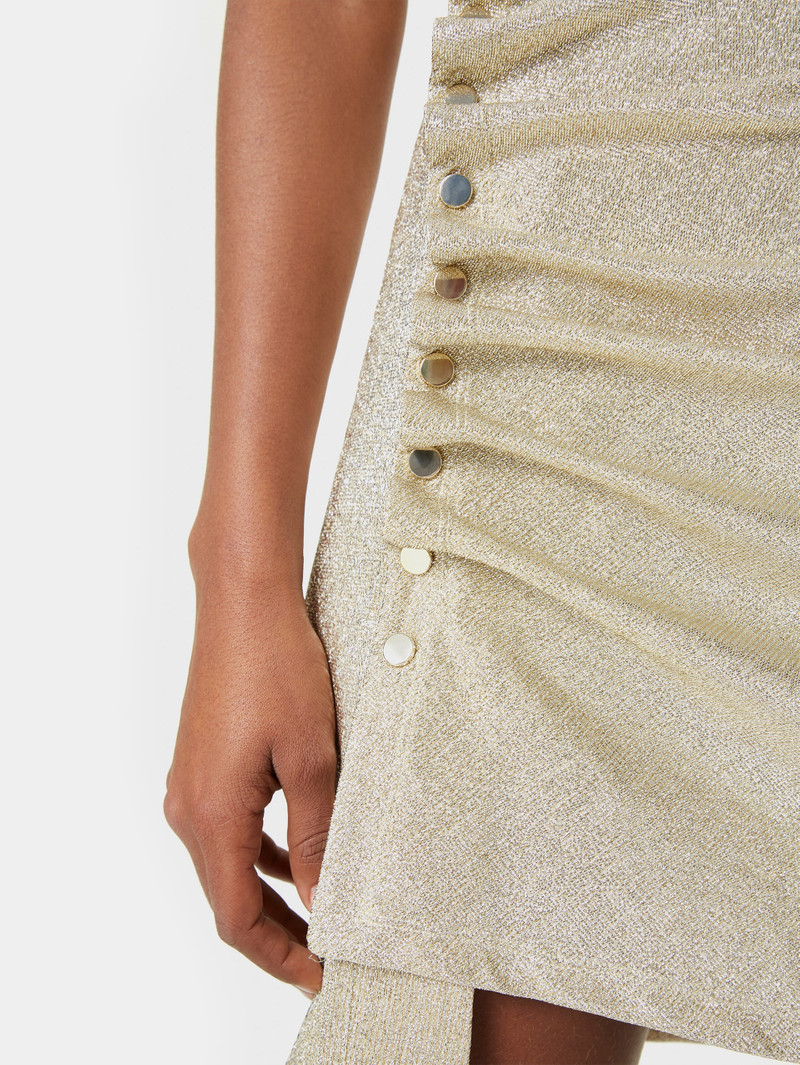 GOLD DRAPÉ PRESSION MINI DRESS IN JERSEY 3