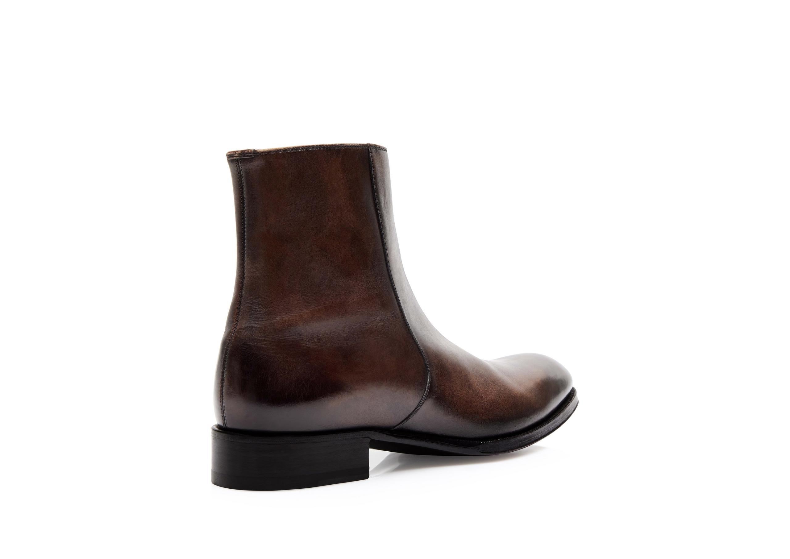 BURNISHED LEATHER EDGAR ZIP BOOT - 3