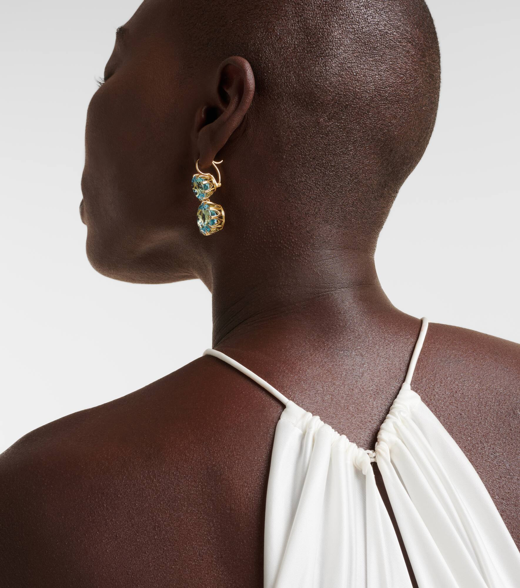 18kt yellow gold earrings with topaz - 3
