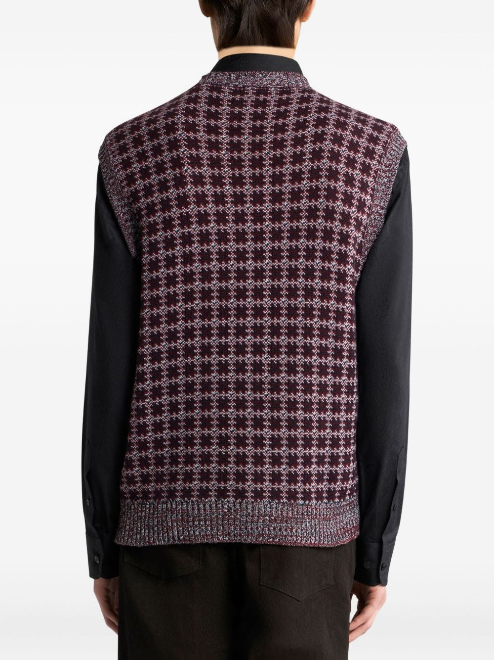 Pegaso-motif embroidered checked vest - 4