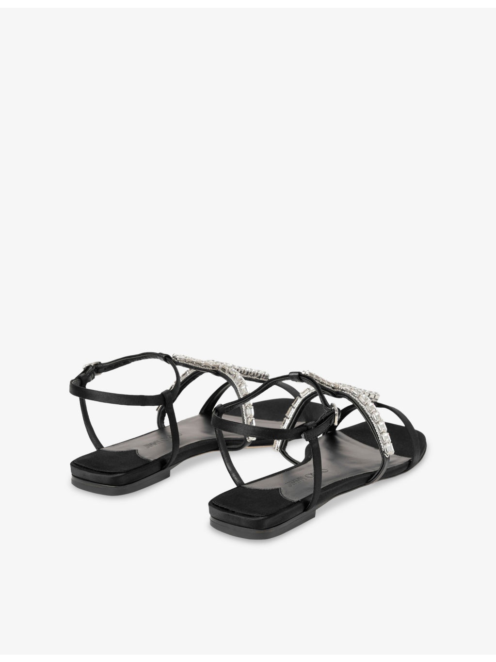 Gwyn Crystal-Embellished Flat Satin Sandals - 4