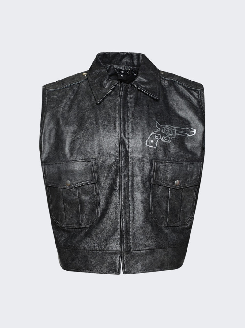 Rage Leather Vest Black 1