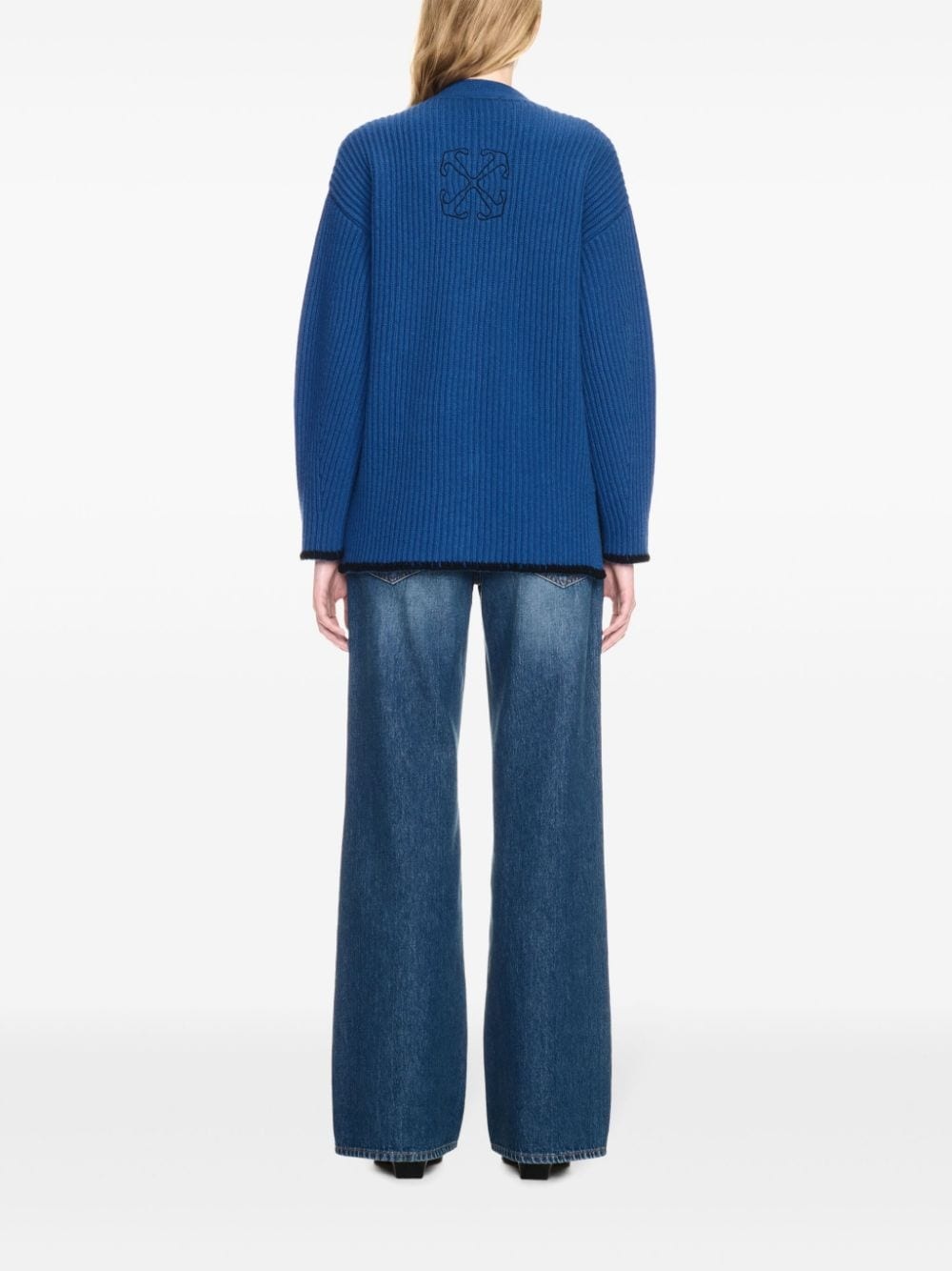 logo-embroidered cardigan - 4
