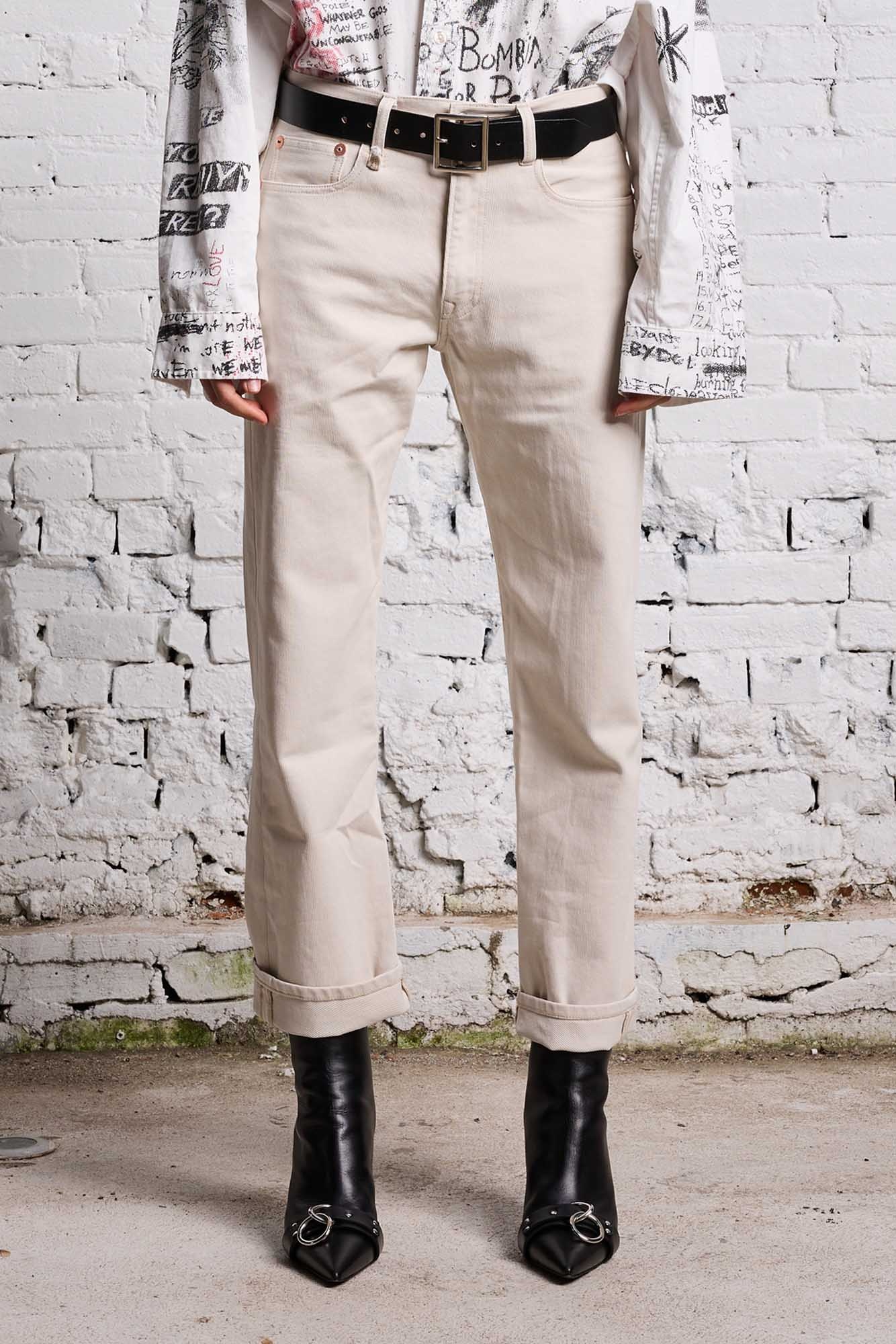 BOYFRIEND JEAN - ECRU BEDFORD CORD - 3
