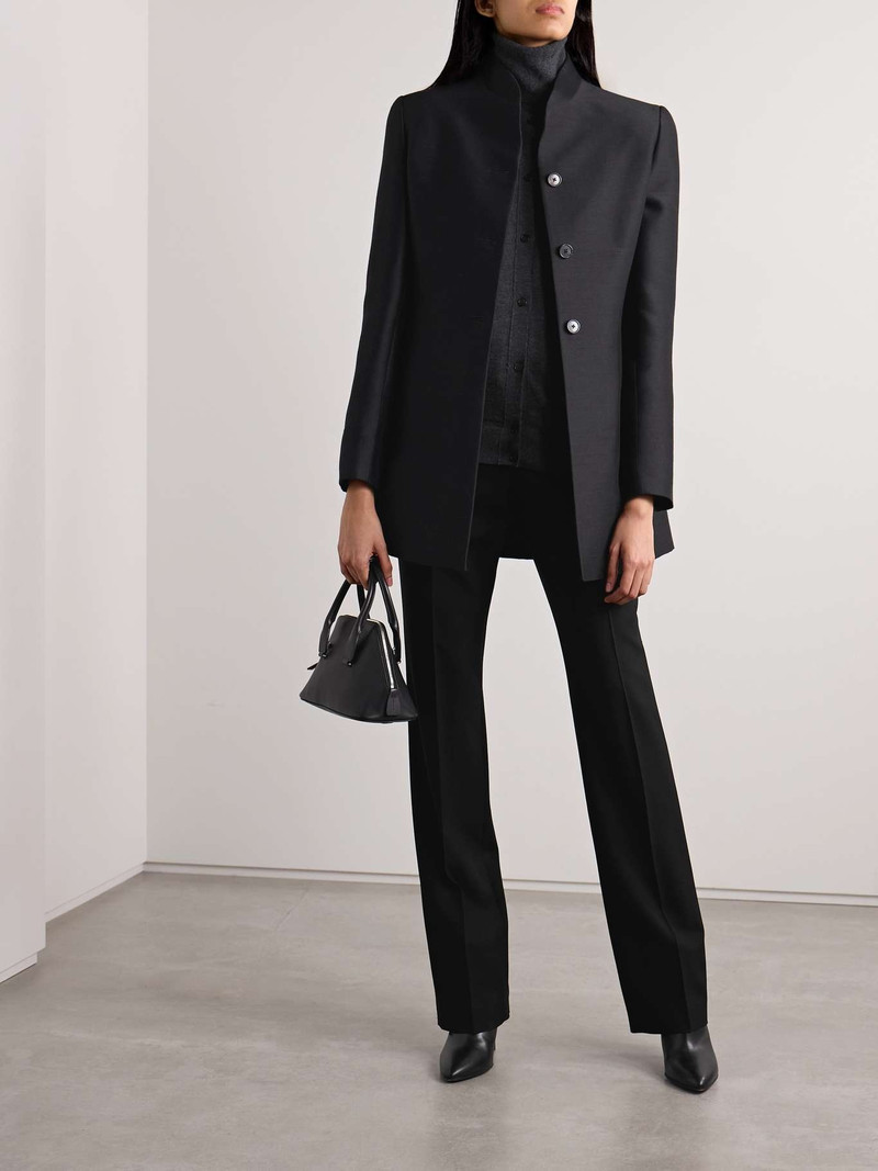 The Row Jesse wool and silk-blend straight-leg pants Black outlook