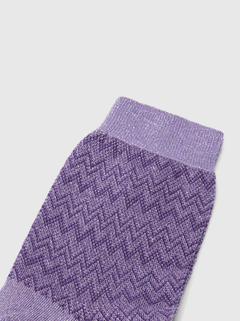Short lamé knit socks with zigzag pattern 3
