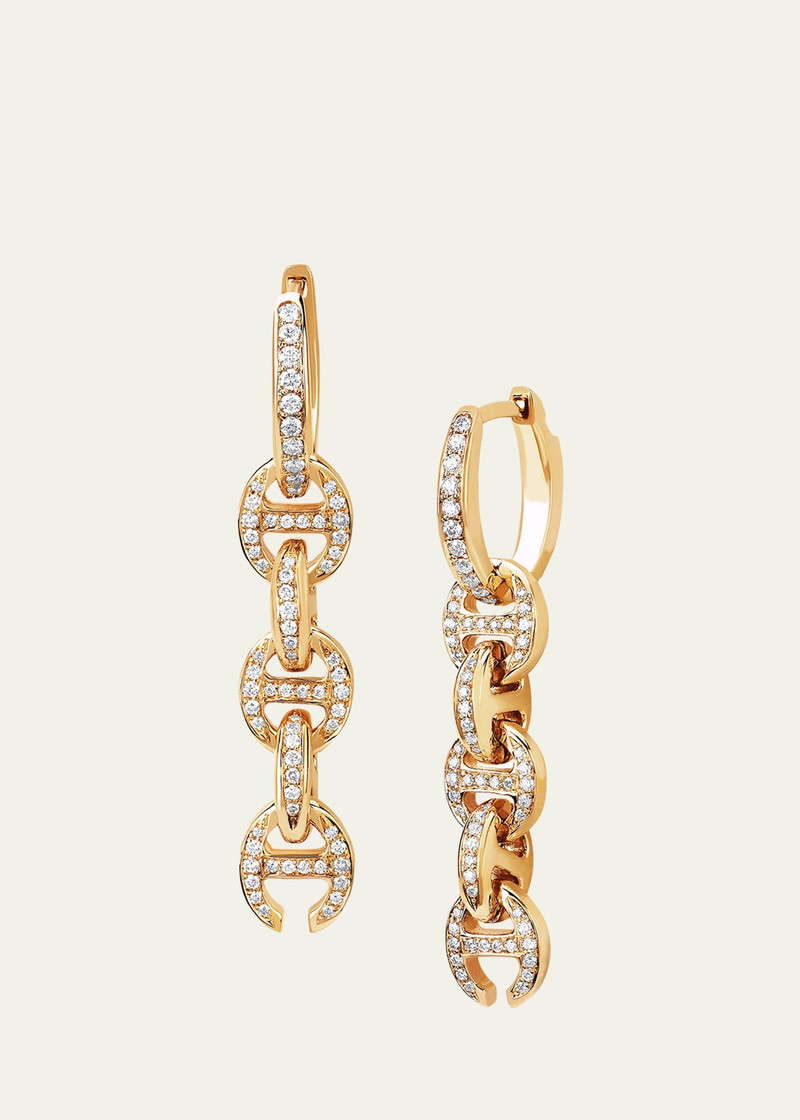 HOORSENBUHS® 18K Yellow Gold 5 Link Pave Drip Earrings with White Diamonds outlook