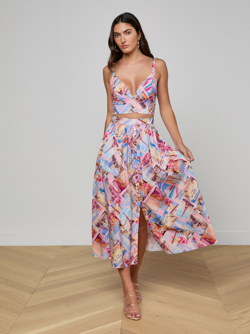 L'AGENCE Seina Poplin Midi Skirt outlook