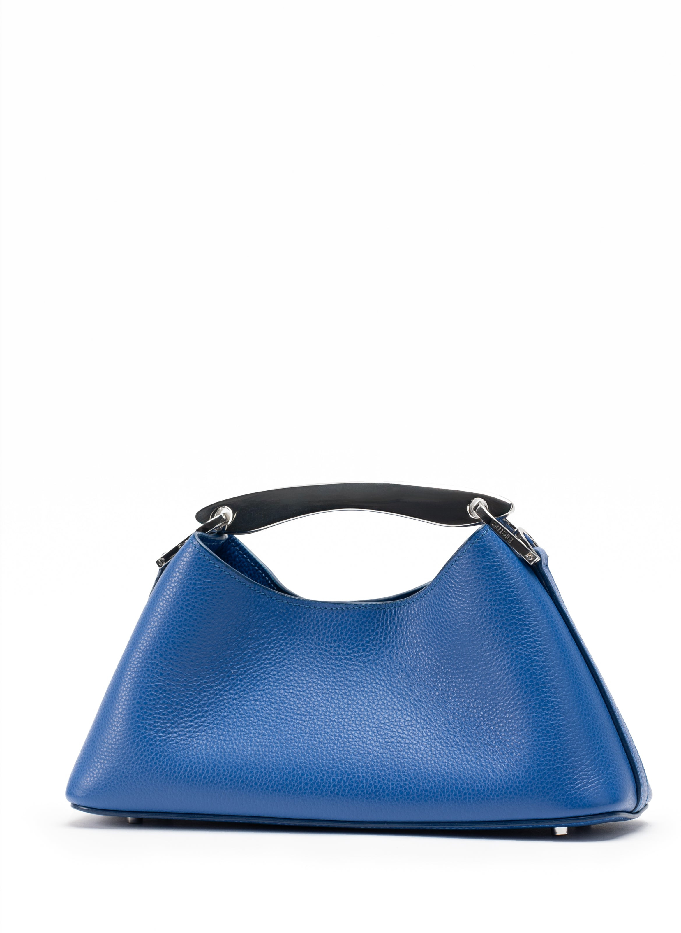Mini Boomerang Pebbled Leather Azure Blue - Silver - 2