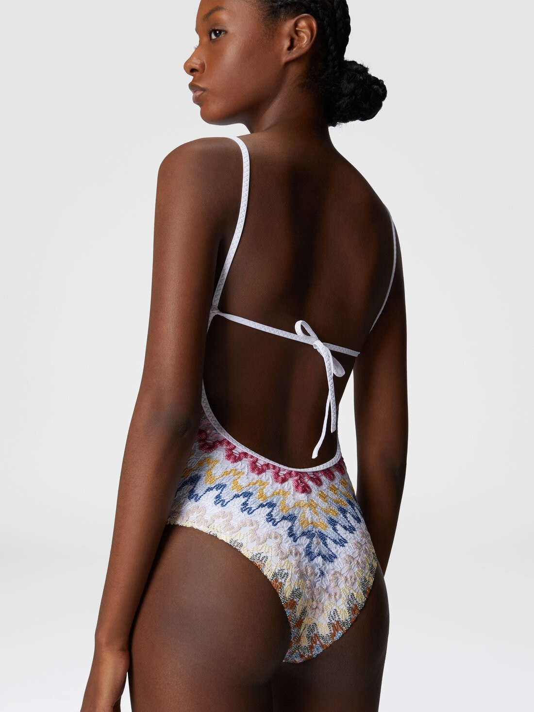 One-piece swimsuit in lamé viscose lace - 5