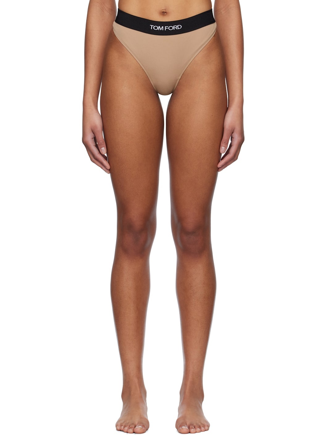 Beige Modal Signature Thong - 1