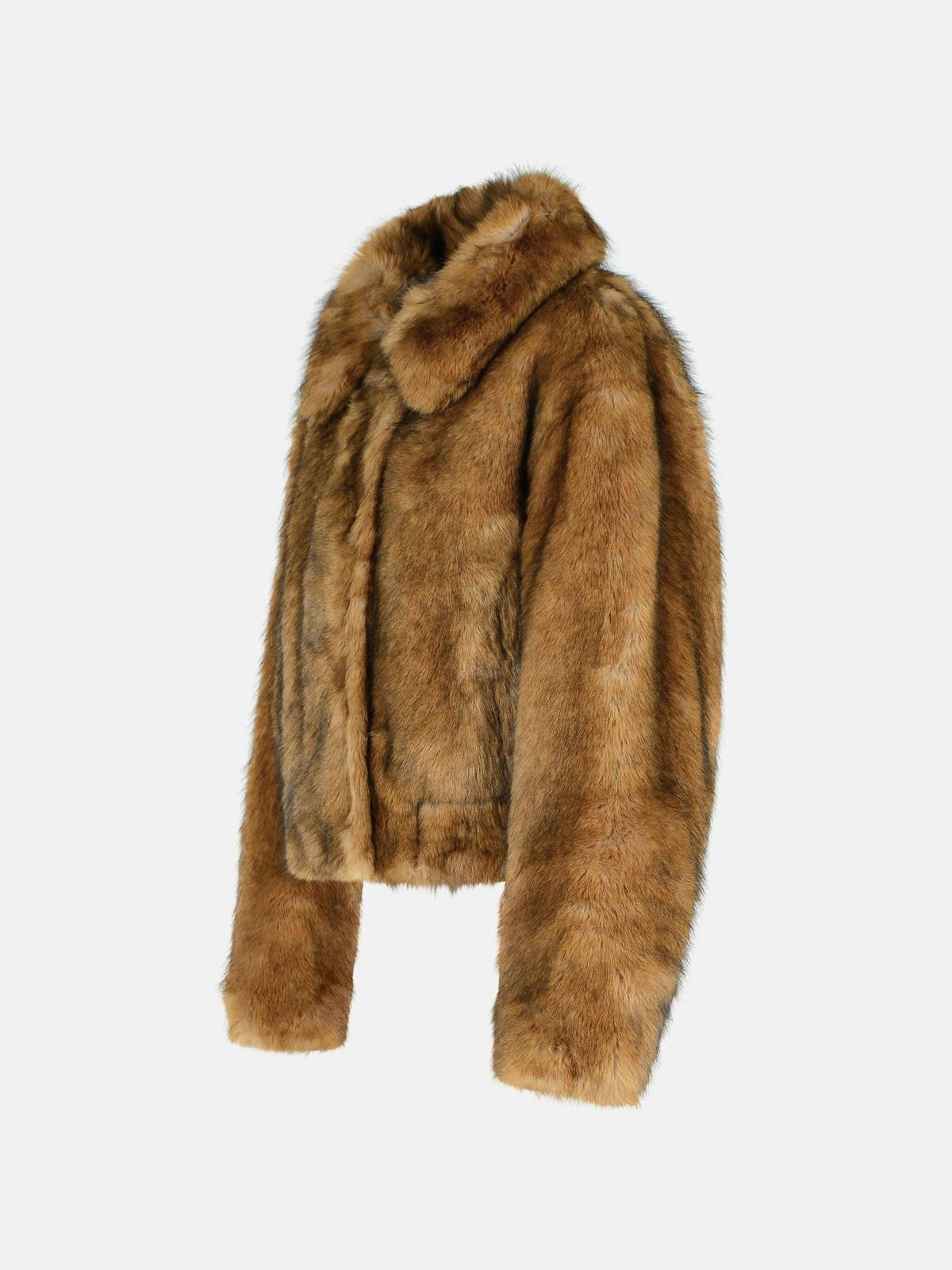 'LENA' BROWN FAUX FUR JACKET - 2