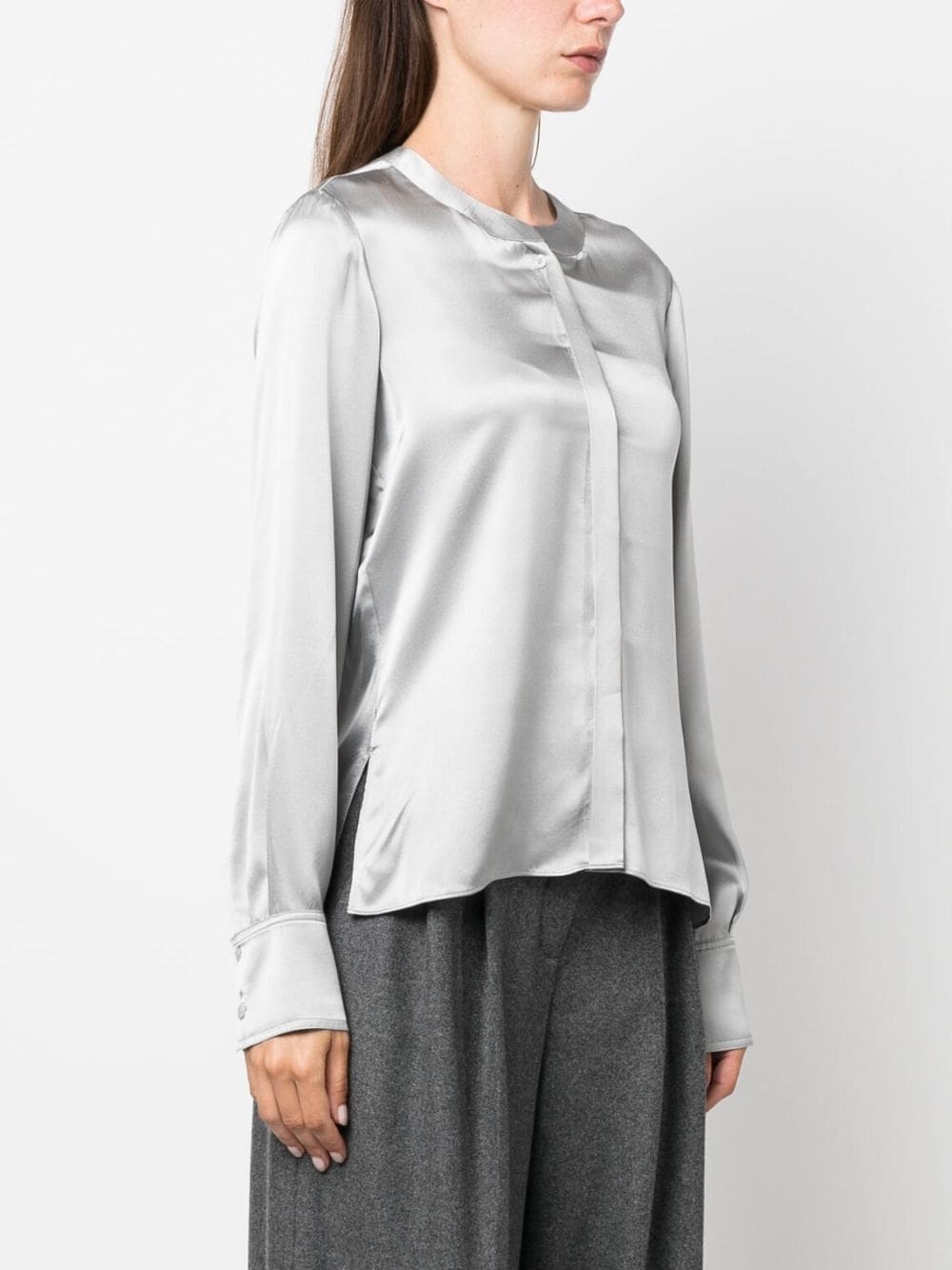 round-neck silk shirt - 3