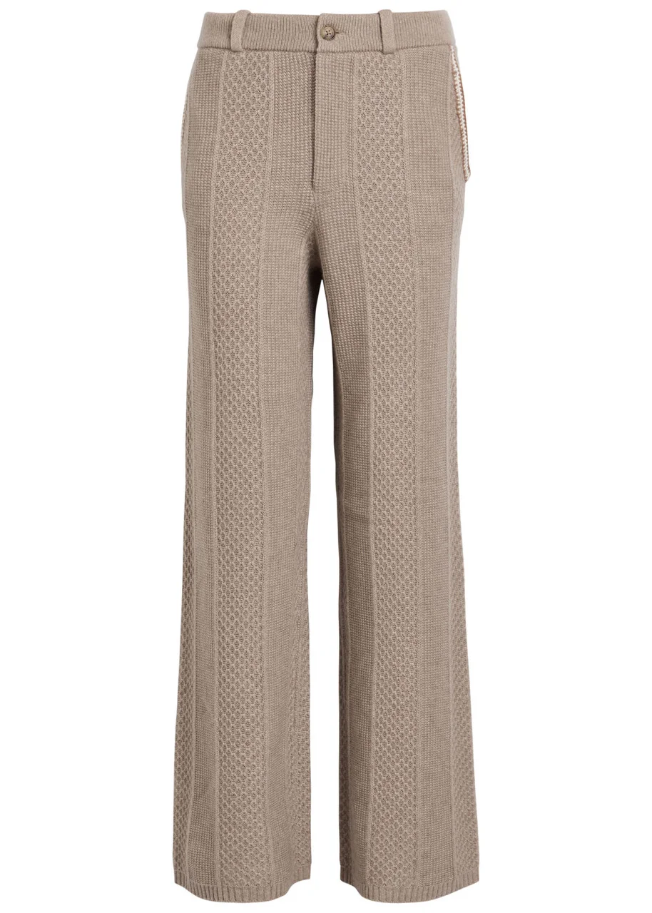 Guest In Residence Tailored Cable Wool and Cashmere-blend Trousers - 1
