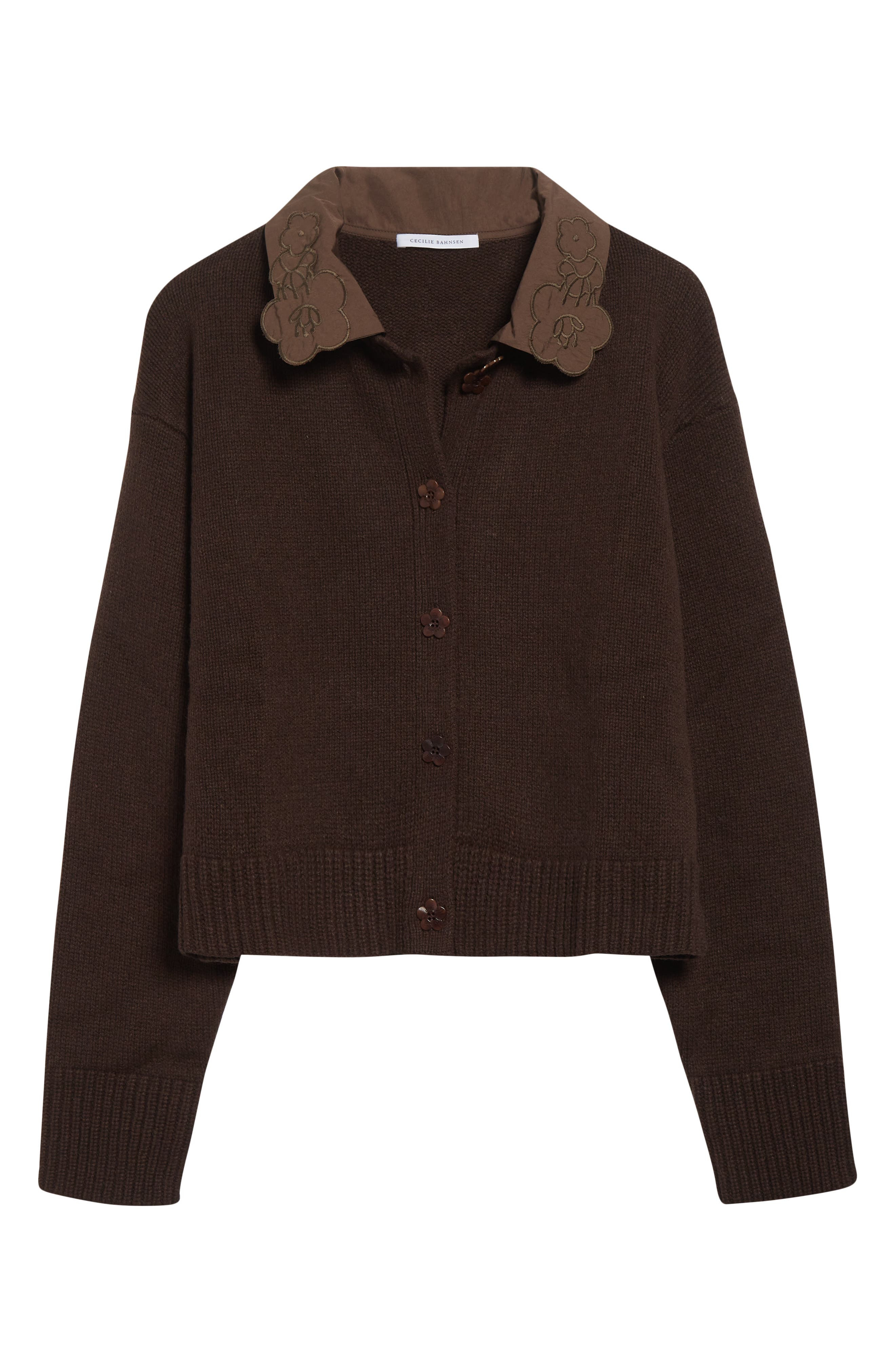 Cecilie Bahnsen Bibi Recycled Cashmere & Wool Cardigan in Brown at Nordstrom - 6