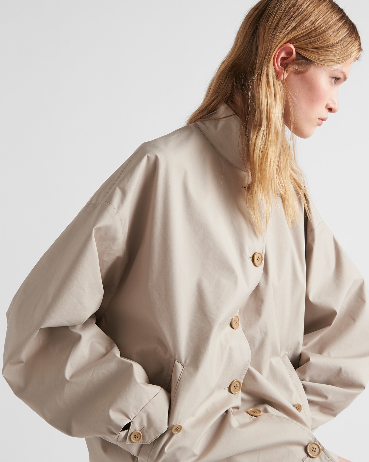 【24AW NEW】PRADA_women / Panama コットンブルゾンジャケット Prada Panama Cotton Jacket | Neutrals | FARFETCH
