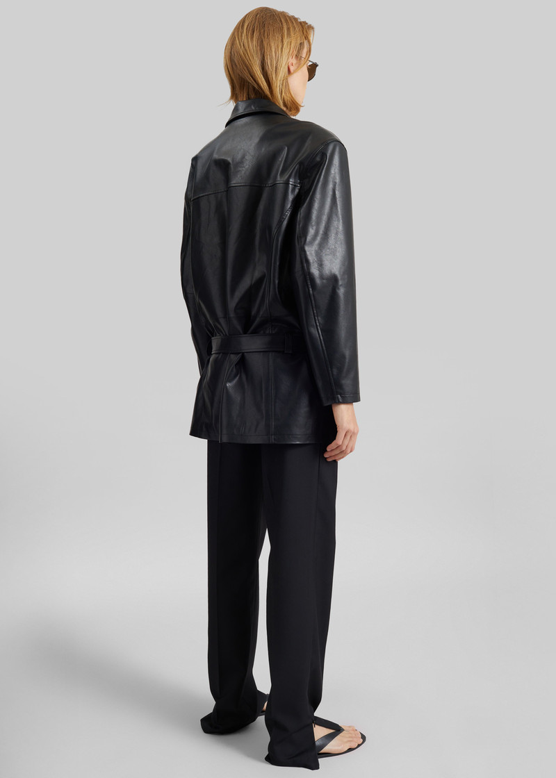 Low Classic Low Waist Artificial Leather Jacket - Black 6