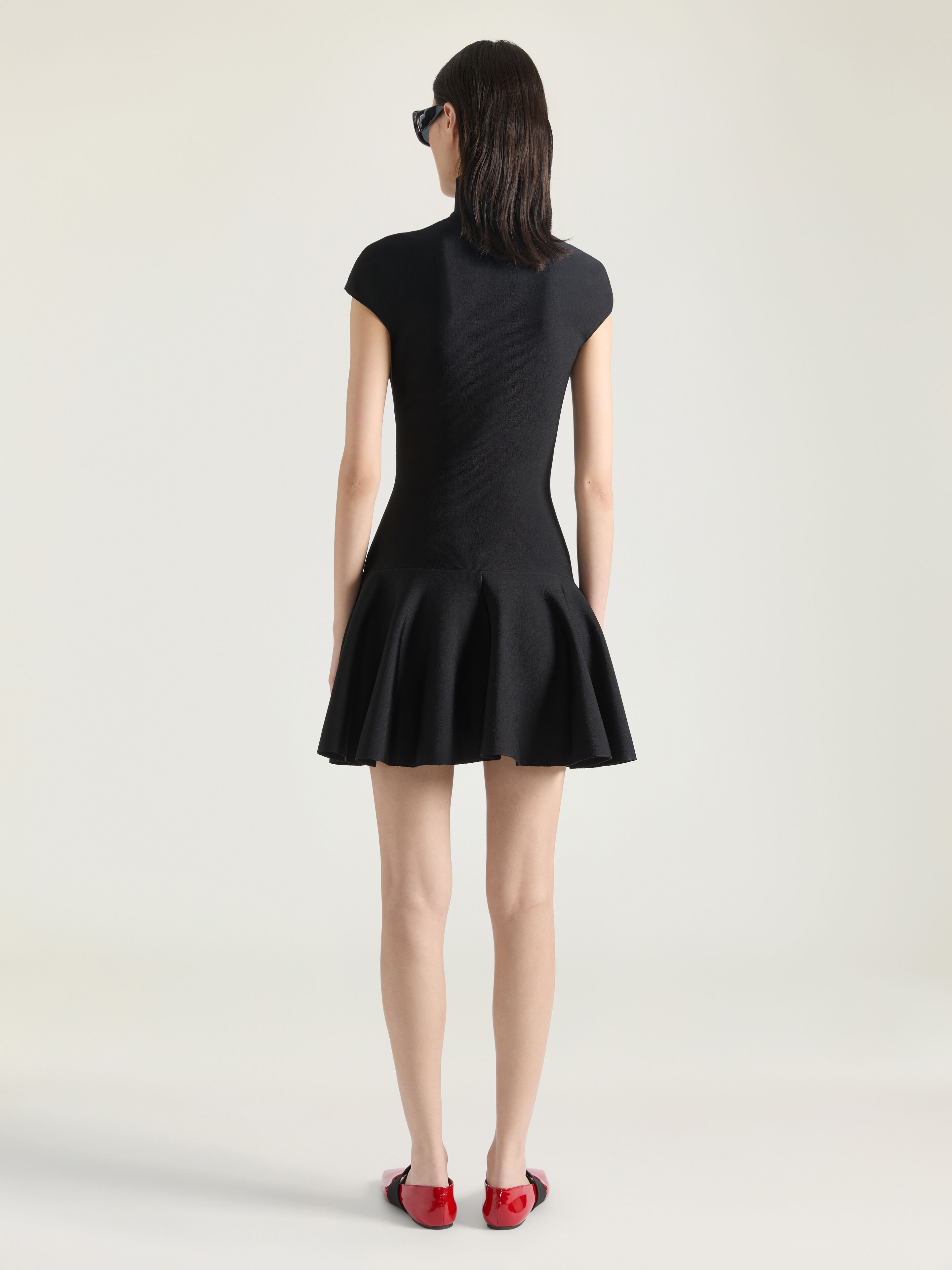 MINI DRESS WITH FLARED SKIRT IN WOOL VISCOSE - 3