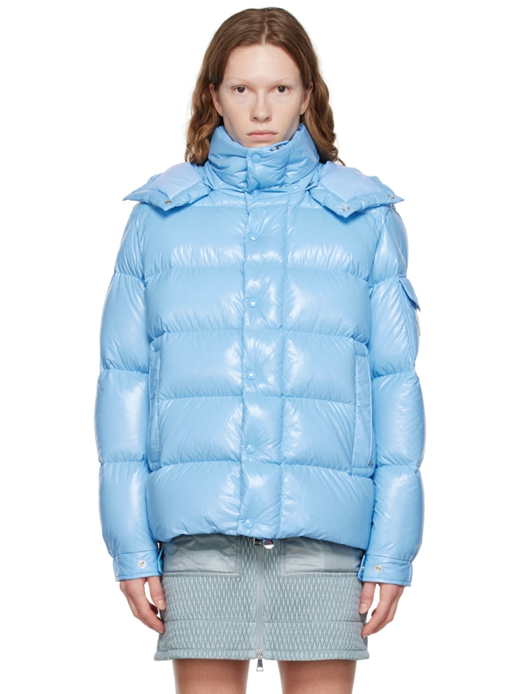 Moncler Moncler 70 Blue Maya Down Jacket ssense REVERSIBLE