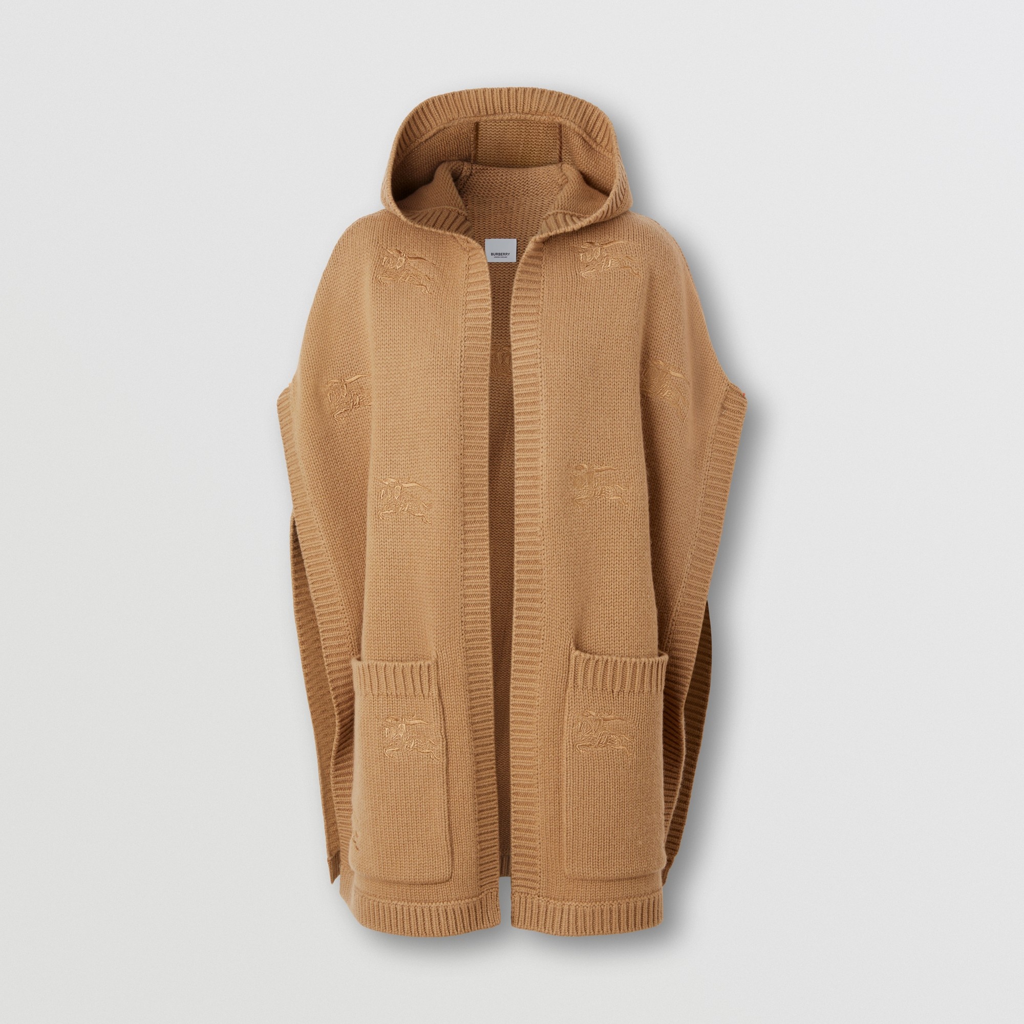 Embroidered EKD Wool Cashmere Hooded Cape - 4
