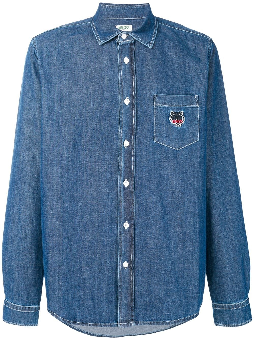 tiger embroidered denim shirt  - 1