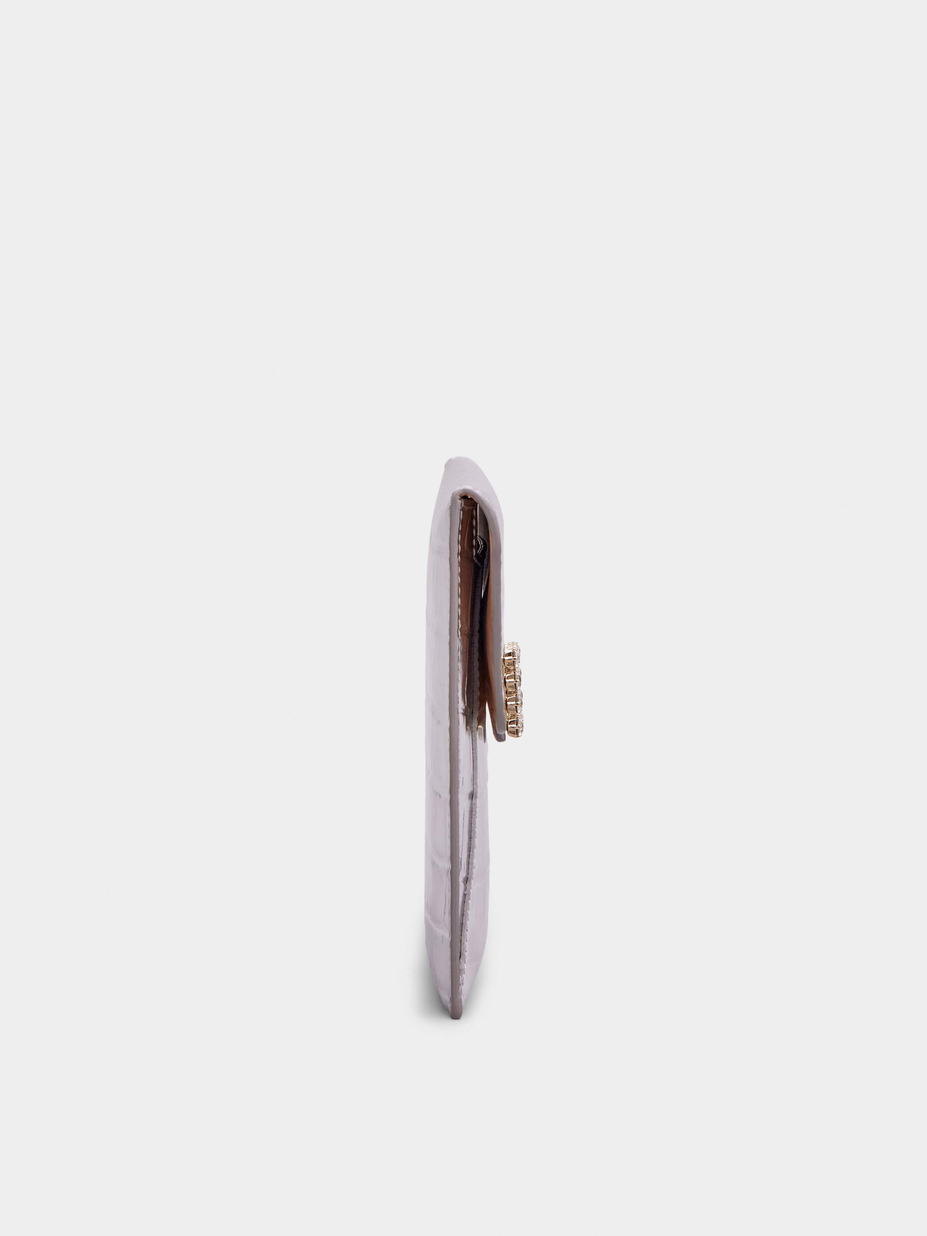 Très Vivier Strass Buckle Clutch in Leather - 3