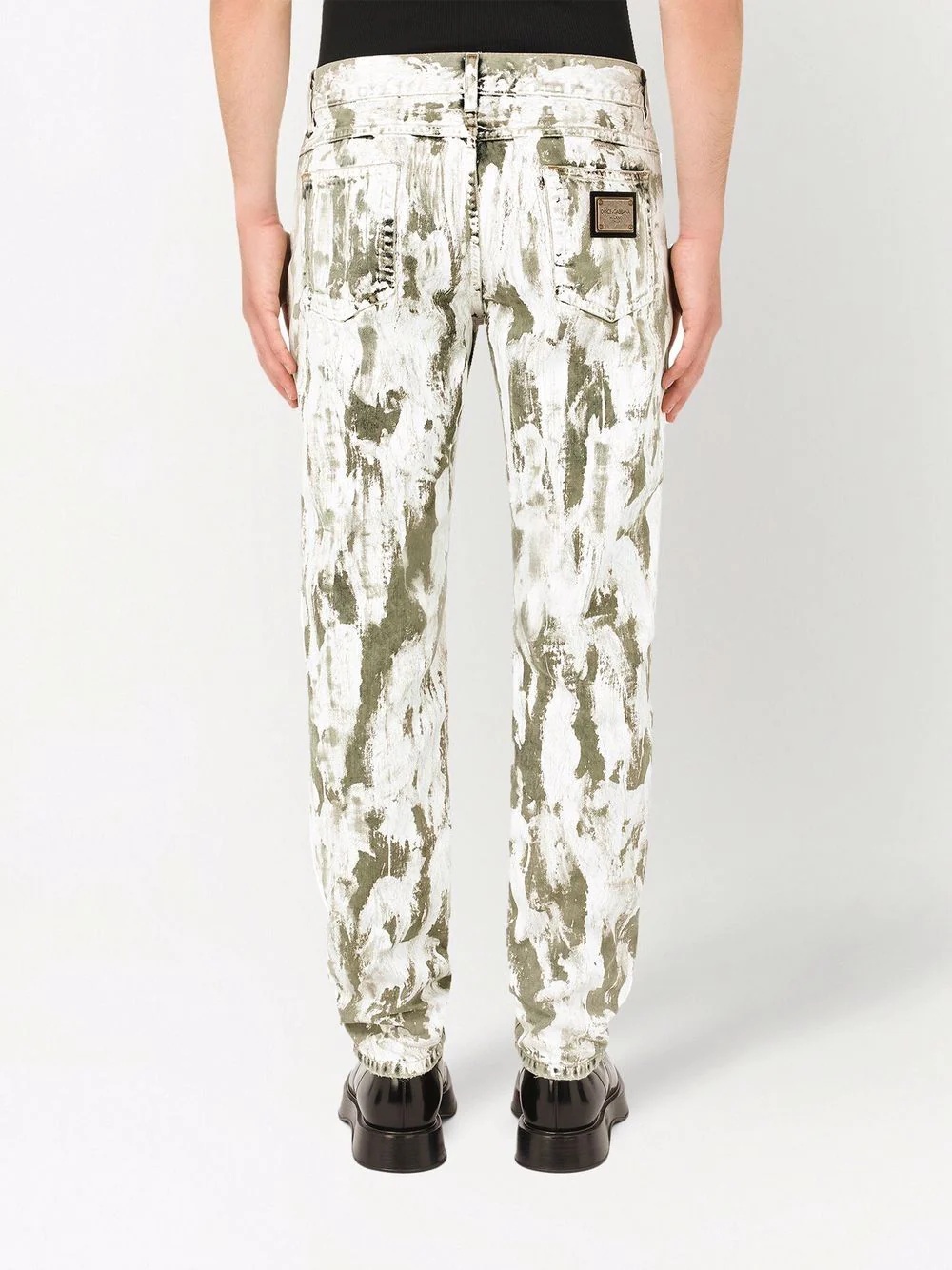 paint-print straight leg jeans - 4