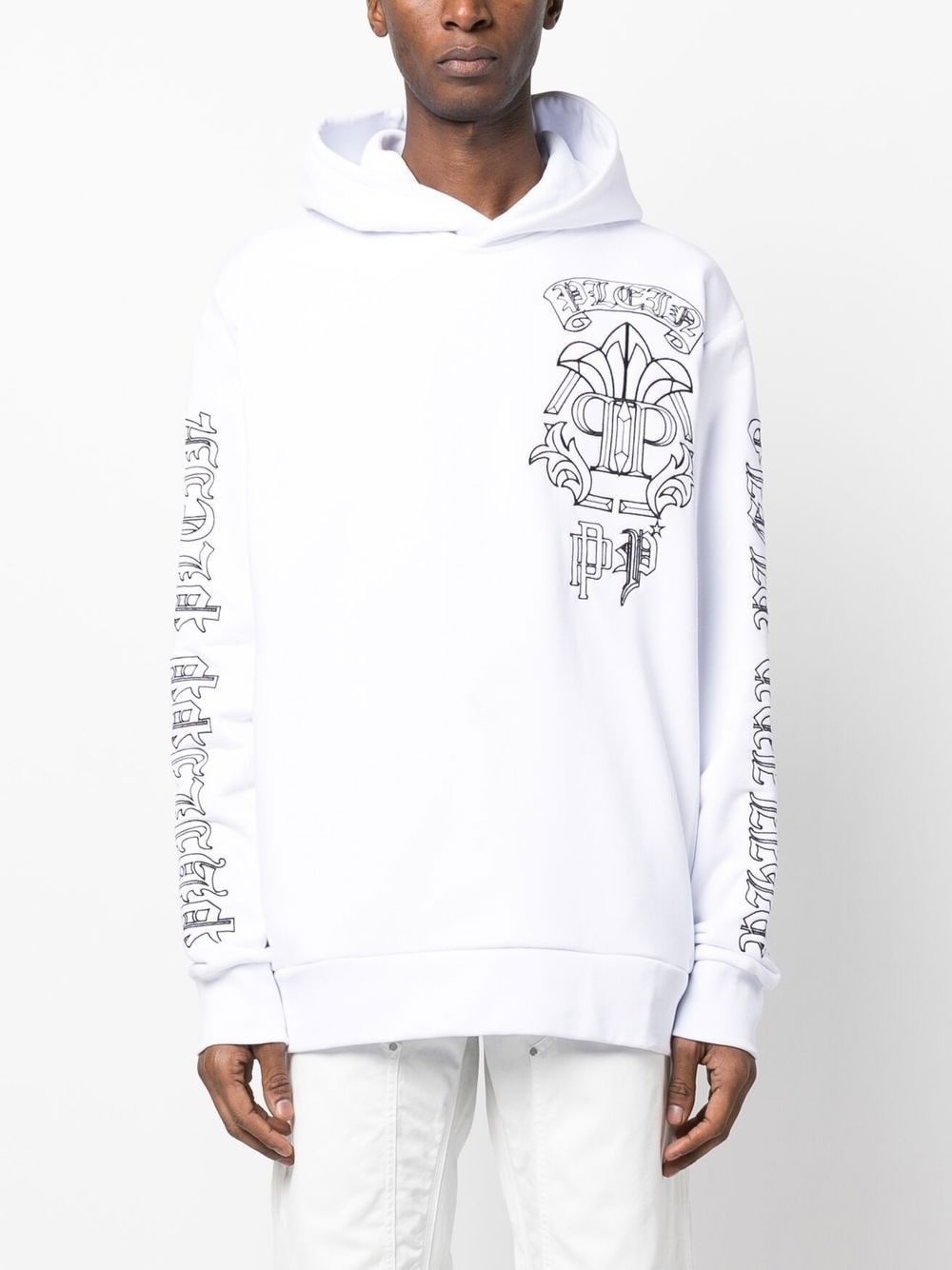 skull-print logo-embroidered hoodie - 3