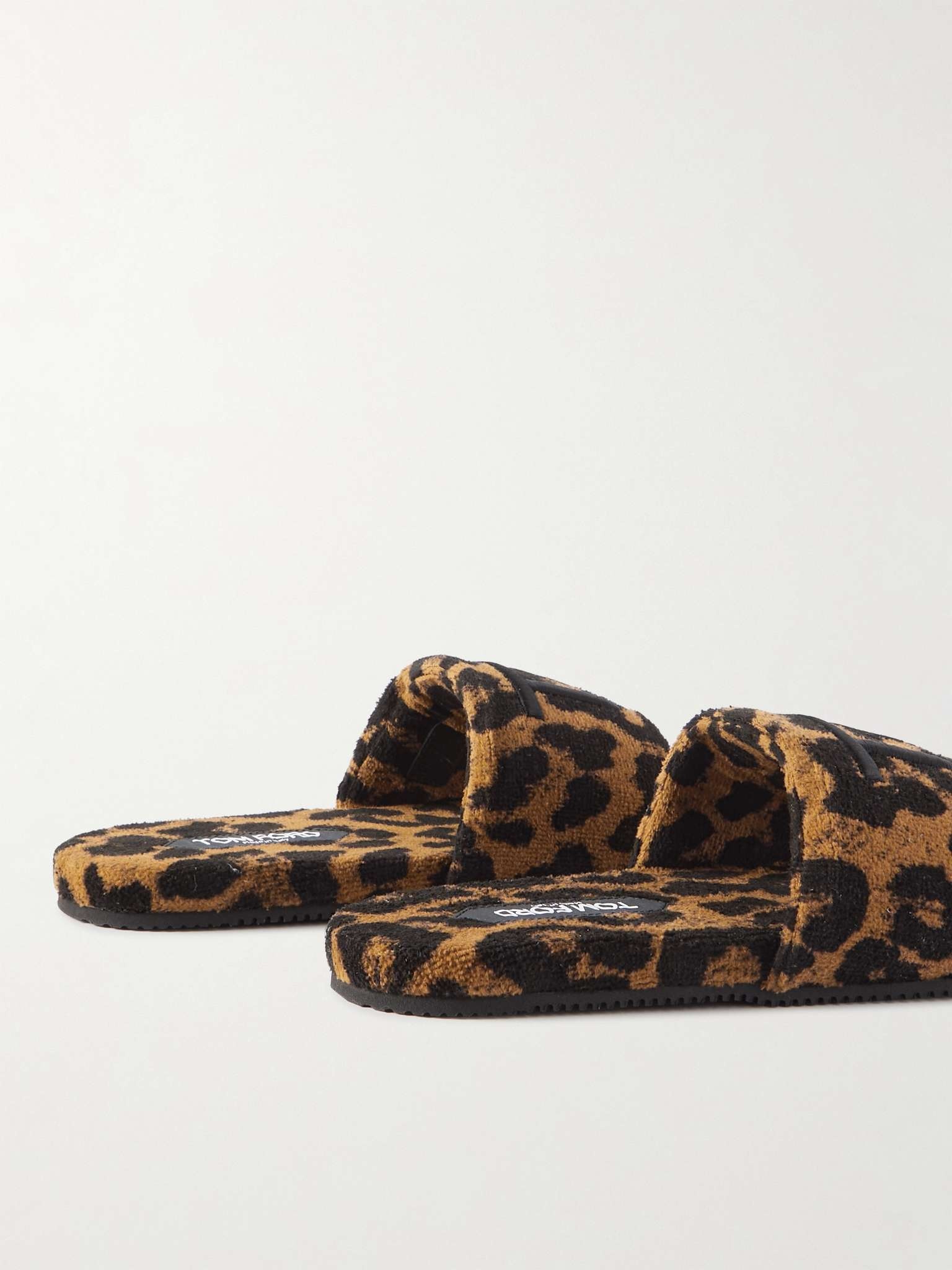 Harrison Logo-Embroidered Leopard-Print Terry Sandals - 4