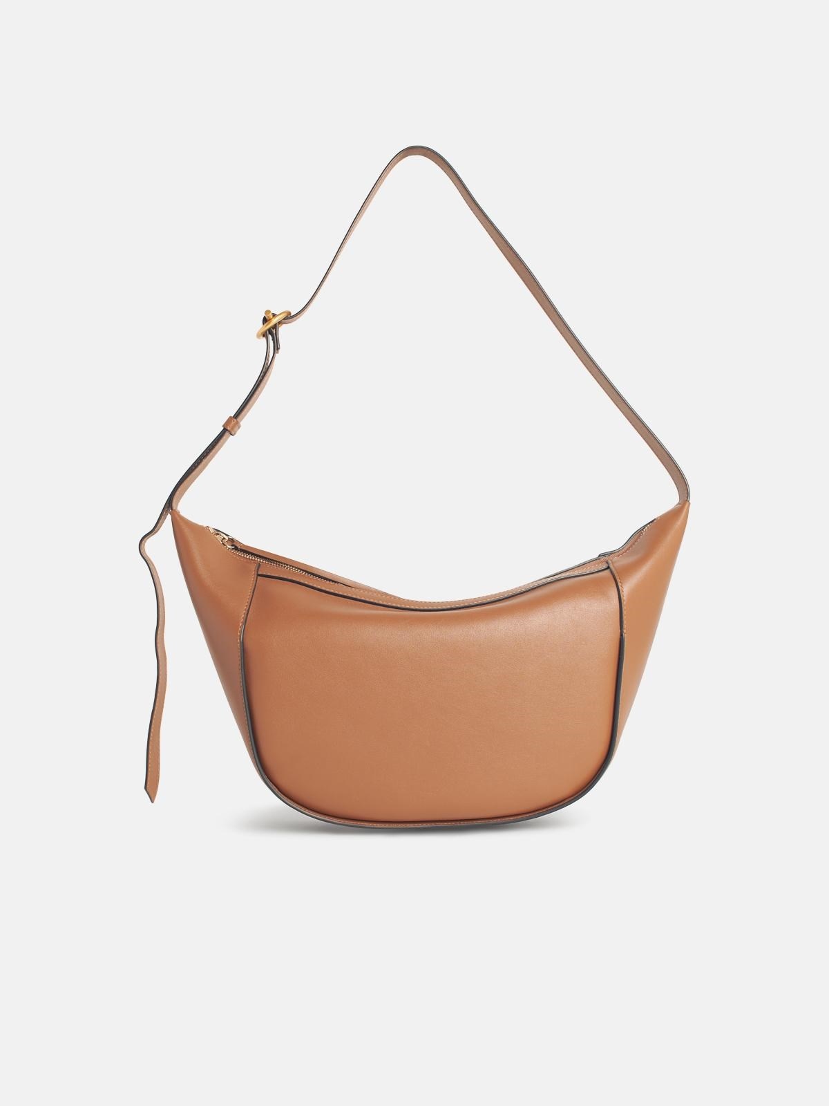'MAGGIE' BROWN LEATHER CROSSBODY BAG - 1