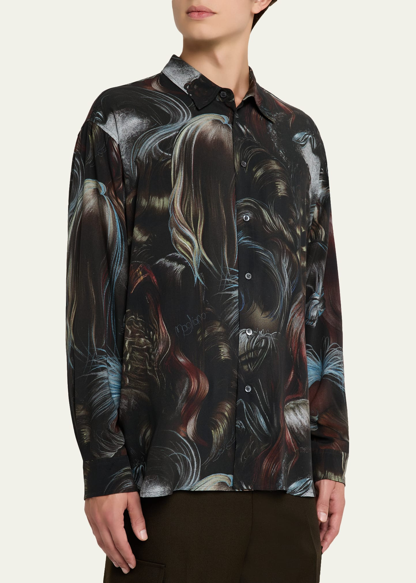 Men's Graphic-Print Long-Sleeve Button-Front Shirt - 4