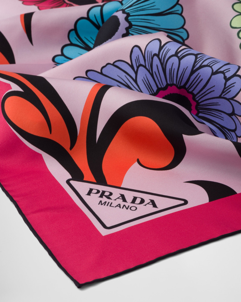 Prada Printed silk twill scarf outlook