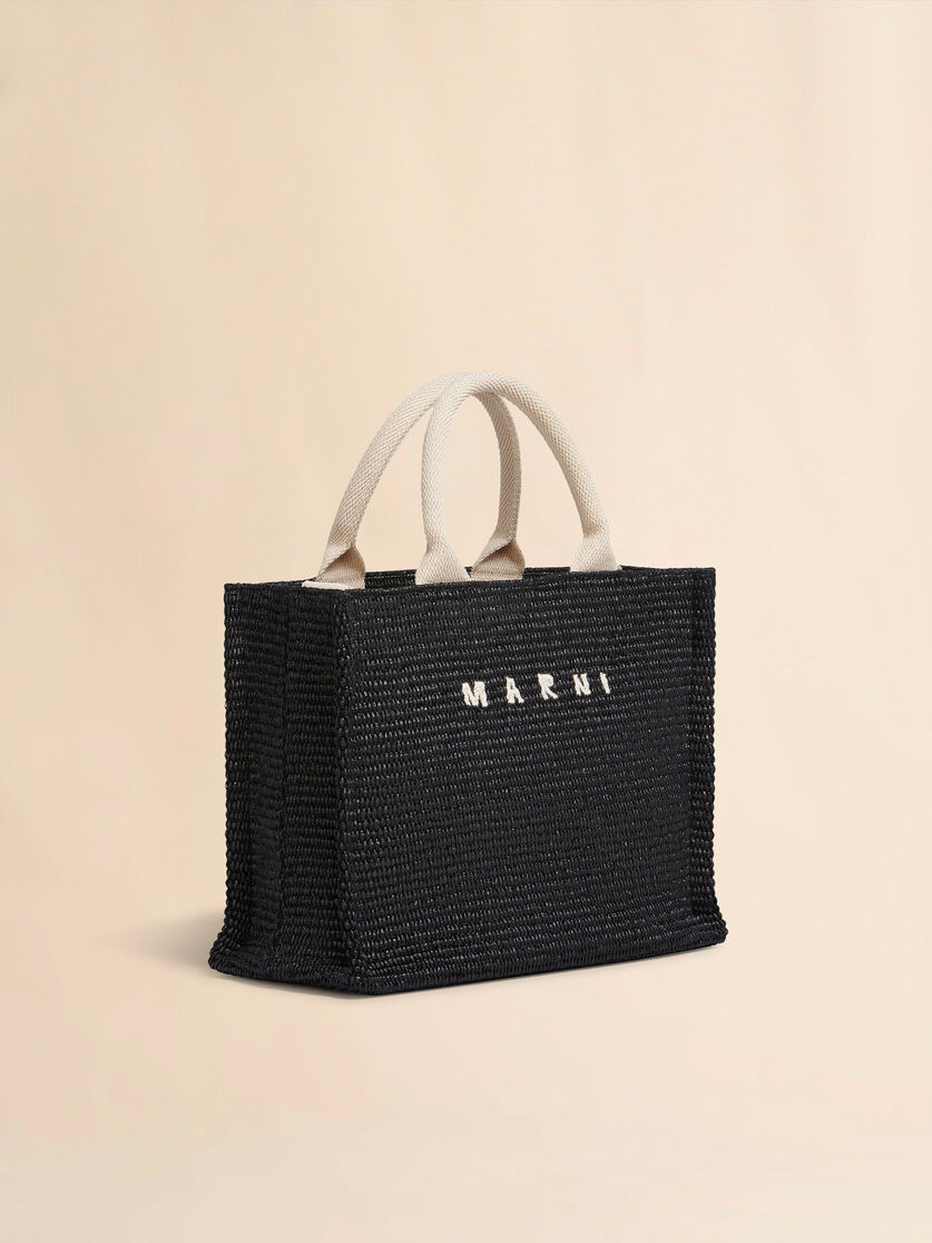 SMALL BLACK RAFFIA TOTE BAG - 6