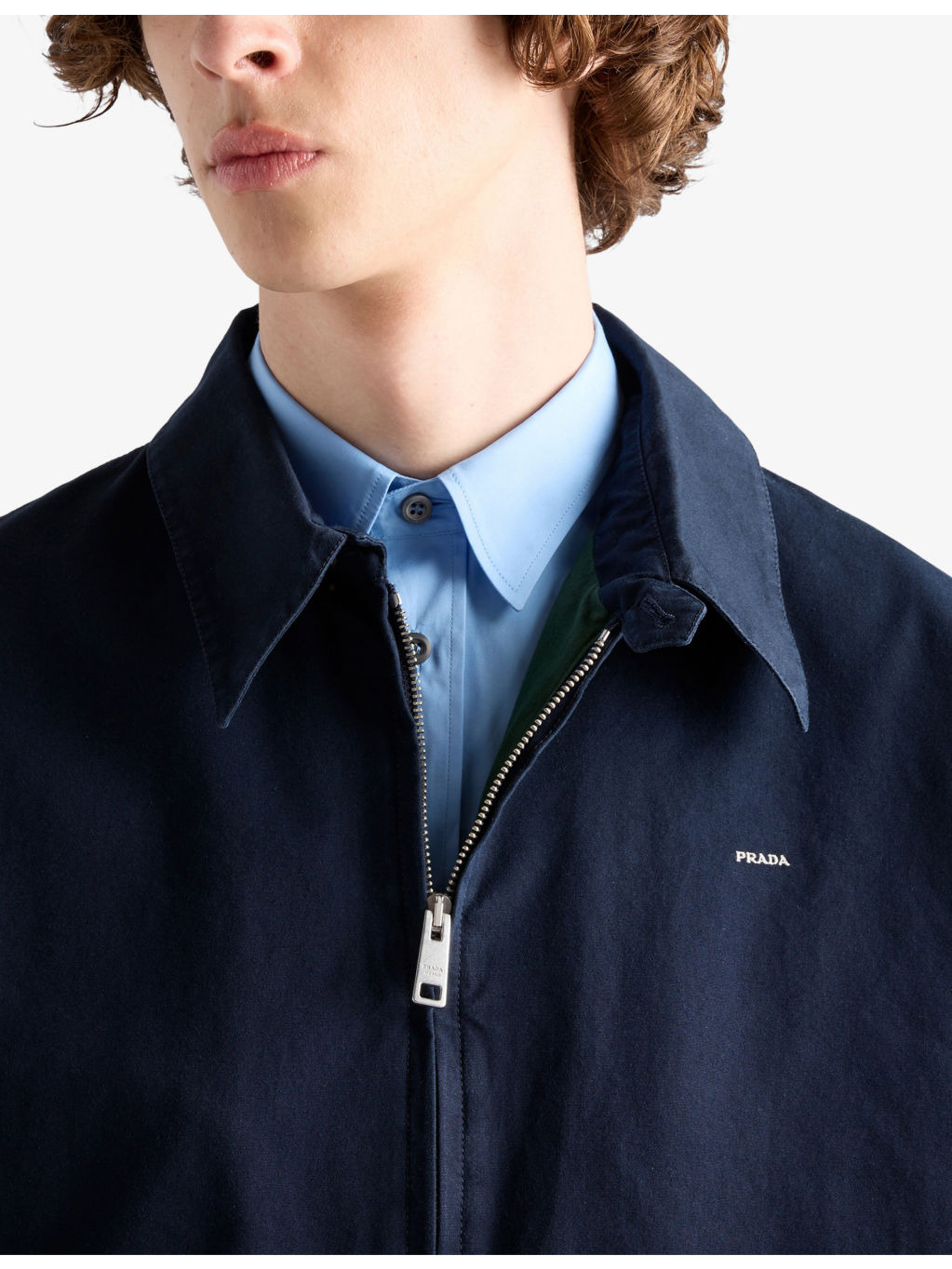 Pointed-Collar Logo-Print Cotton jacket - 5