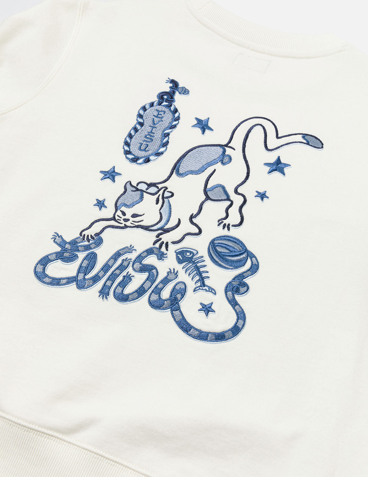 Cat and Logo Embroidery Regular Fit Sweatshirt - 8
